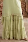Etasha by Asha Jain_Green Georgette Sequins Round Neck Lime Kurta Sharara Set _Online_at_Aza_Fashions