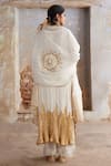 Shop_Etasha by Asha Jain_Ivory Satin, Crepe, Organza Embroidery Round Neck And Gold Designer Kurta Set _at_Aza_Fashions