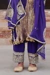 Buy_Etasha by Asha Jain_Purple Satin, Crepe, Organza Embroidery Round Neck Kurta Set _Online_at_Aza_Fashions