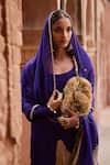 Shop_Etasha by Asha Jain_Purple Satin, Crepe, Organza Embroidery Round Neck Kurta Set _Online_at_Aza_Fashions