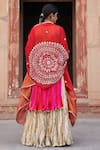 Shop_Etasha by Asha Jain_Fuchsia Silk, Tissue, Organza Embroidery Round Red And Fuschia Kurta Palazzo Set _at_Aza_Fashions