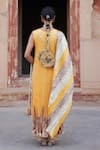 Shop_Etasha by Asha Jain_Yellow Silk, Tissue, Crepe Zari Round Neck Mango Kurta Set _at_Aza_Fashions