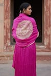 Shop_Etasha by Asha Jain_Pink Silk, Tissue, Gingham, Gabardine Embroidery Round Neck Gajji Kurta Set _at_Aza_Fashions