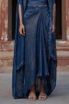 Etasha by Asha Jain_Navy Georgette Sequins Open , Square Blue Stripe Skirt Set _Online_at_Aza_Fashions