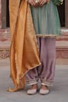 Etasha by Asha Jain_Multi Color Tissue Embroidery Round Neck Sea Green Kurta Set _Online_at_Aza_Fashions