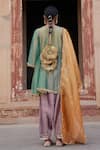 Shop_Etasha by Asha Jain_Multi Color Tissue Embroidery Round Neck Sea Green Kurta Set _at_Aza_Fashions