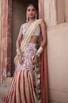 Shop_Etasha by Asha Jain_Orange Silk, Georgette Sequins, Embroidery V-neck Burnt Fusion Lehenga Set _Online_at_Aza_Fashions