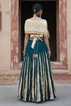 Shop_Etasha by Asha Jain_Green Silk V-neck Bottle Fusion Lehenga Set _at_Aza_Fashions