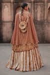 Shop_Etasha by Asha Jain_Rust Silk Sequins Square , Round Textured Metallic Lehenga Set _at_Aza_Fashions