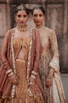 Buy_Etasha by Asha Jain_Rust Silk Sequins Square , Round Textured Metallic Lehenga Set 