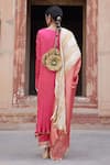 Shop_Etasha by Asha Jain_Coral Silk, Tissue Pom-poms V-neck Textured Metallic Pink Kurta Set _at_Aza_Fashions