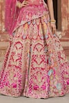 Buy_Etasha by Asha Jain_Fuchsia Silk, Gingham, Tulle Sequins, Embroidery Fuschia Pink Gajji Lehenga Set _Online_at_Aza_Fashions