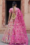 Shop_Etasha by Asha Jain_Fuchsia Silk, Gingham, Tulle Sequins, Embroidery Fuschia Pink Gajji Lehenga Set _at_Aza_Fashions