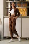 Shop_B'Infinite_Brown Cotton Collared Shirt And Joggers Set _Online_at_Aza_Fashions
