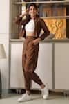 Buy_B'Infinite_Brown Cotton Collared Shirt And Joggers Set 