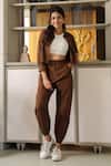 Shop_B'Infinite_Brown Cotton Collared Shirt And Joggers Set 