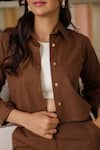 B'Infinite_Brown Cotton Collared Shirt And Joggers Set _Online