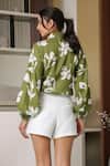 Shop_B'Infinite_Green Cotton Collared Floral Print Shirt _at_Aza_Fashions