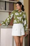 Buy_B'Infinite_Green Cotton Collared Floral Print Shirt _at_Aza_Fashions