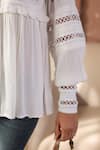 Buy_B'Infinite_White Crepe Lace Collared Designer Blouse 