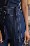 B'Infinite_Blue Denim Embroidery Blazer Trouser Set _at_Aza_Fashions