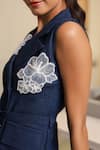 Shop_B'Infinite_Blue Denim Embroidery Blazer With Floral _Online_at_Aza_Fashions