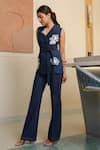 Shop_B'Infinite_Blue Denim Embroidery Lapel Collar Blazer Pant Set _Online_at_Aza_Fashions