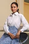 Buy_B'Infinite_White Cotton Collared Designer Shirt _at_Aza_Fashions