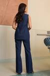 Shop_B'Infinite_Blue Denim Square Neck Top And Trouser Set _at_Aza_Fashions