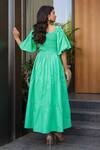 Shop_B'Infinite_Green Cotton Square Neck Midi Dress _at_Aza_Fashions