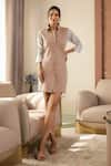 Buy_B'Infinite_Beige Cotton Collared Multi Color Designer Short Dress _Online_at_Aza_Fashions