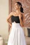 B'Infinite_Black Cotton Pearls Square Neck And White Designer Maxi Dress _Online_at_Aza_Fashions