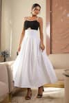 Buy_B'Infinite_Black Cotton Pearls Square Neck And White Designer Maxi Dress _Online_at_Aza_Fashions