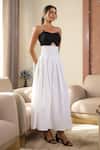 Shop_B'Infinite_Black Cotton Pearls Square Neck And White Designer Maxi Dress _Online_at_Aza_Fashions