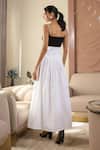 Shop_B'Infinite_Black Cotton Pearls Square Neck And White Designer Maxi Dress _at_Aza_Fashions