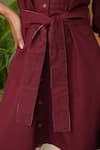 Buy_B'Infinite_Wine Cotton V-neck Midi Dress _Online_at_Aza_Fashions