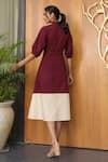Shop_B'Infinite_Wine Cotton V-neck Midi Dress _at_Aza_Fashions