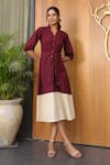 Buy_B'Infinite_Wine Cotton V-neck Midi Dress 