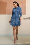 Buy_B'Infinite_Blue Cotton Collared Printed Designer Dress _at_Aza_Fashions