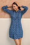 Buy_B'Infinite_Blue Cotton Collared Printed Designer Dress 