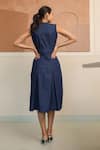 Shop_B'Infinite_Blue Denim Round Neck Midi Dress _at_Aza_Fashions