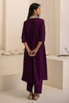 Shop_Avaha_Purple Cotton, Silk Embroidery V-neck Jamuni Kalidaar Kurta Set _at_Aza_Fashions