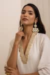 Avaha_Ivory Silk, Cotton V-neck Dola Anarkali Kurta Set _at_Aza_Fashions