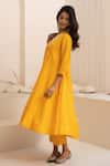 Buy_Avaha_Yellow Silk, Cotton Sequins V-neck Kali Kalidaar Dola Kurta Set _Online_at_Aza_Fashions