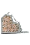 Buy_Anaar_Gray Embroidery, Beads Flora Slingette Clutch _at_Aza_Fashions