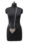 Buy_Anaar_Gray Beads, Fabric Flowers Heart Shaped Designer Satin Clutch _Online_at_Aza_Fashions