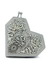 Anaar_Silver Embroidery, Beads Designer Slingette Clutch _at_Aza_Fashions