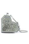 Buy_Anaar_Silver Embroidery, Beads Designer Slingette Clutch _at_Aza_Fashions