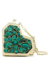 Buy_Anaar_Green Crystals Liza Slingette Designer Clutch _at_Aza_Fashions