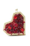 Anaar_Red Beads Scarlet Slingette Clutch _at_Aza_Fashions